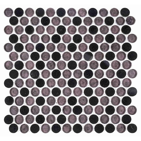 Andova Tiles Space 3/4 in. Penny Round Glass & Natural Stone Mosaic Wall & Floor Tile Space 3/4 in. Andova Tiles